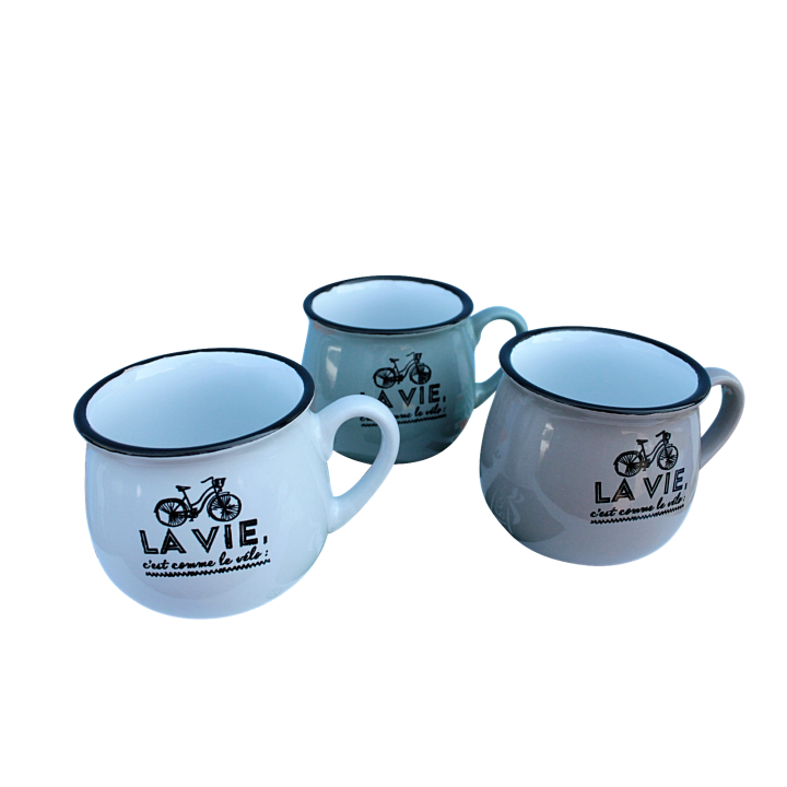 3 Kaffeetassen im Set Design Kaffeebecher Tasse Becher Haferl Motiv 250ml