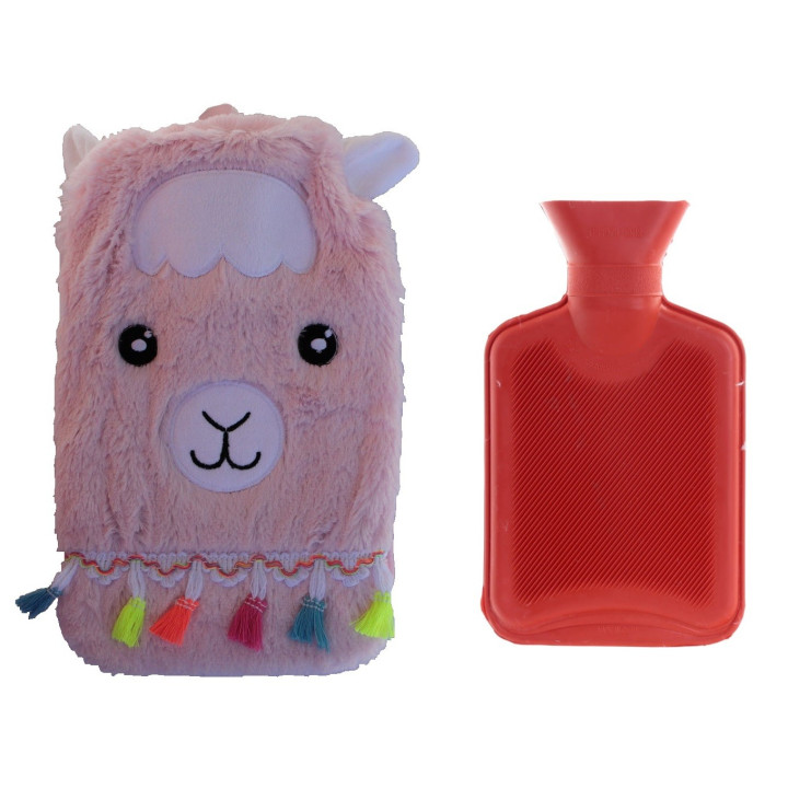 Wärmflasche Lama 1L Bettflasche Kuscheltier Wärmeflaschenbezug Kuschellama