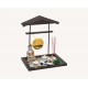 Zen Garten mit Buddha + Gong + Teelichthalter + Räucherstäbchenhalter Japanischer Zengarten 32cm 22cm