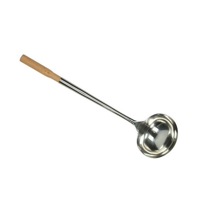 Wok Kelle 175ml Edelstahl Holzgriff Woklöffel Wok-Kelle Schöpfkelle 11 x 43cm