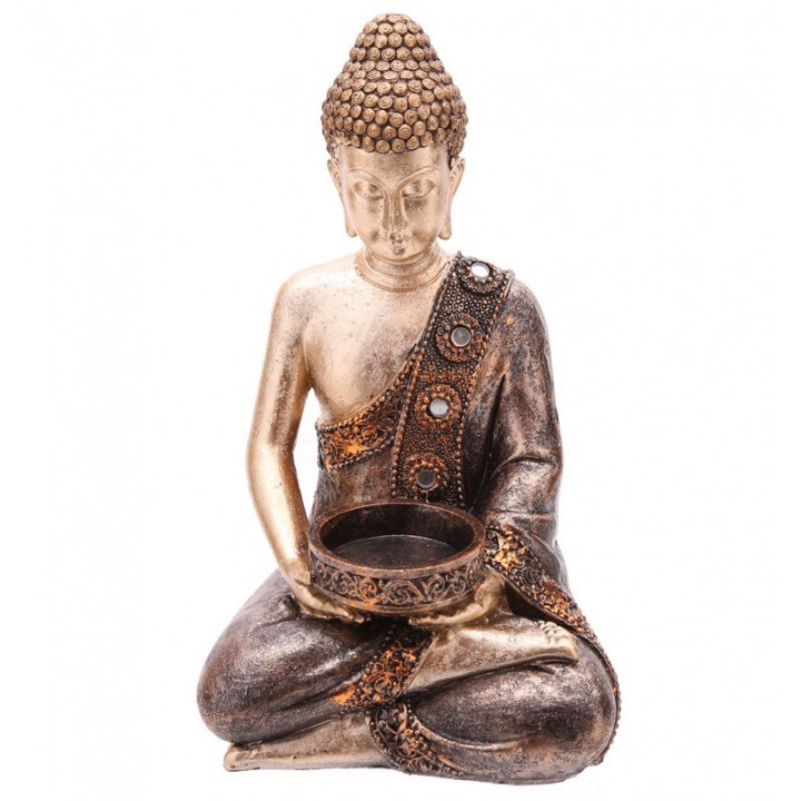 Thai Buddha Figur 18cm Statue Teelichthalter Budda Feng Shui Buddhismus Thailand Indien