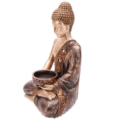 Thai Buddha Figur 18cm Statue Teelichthalter Budda Feng Shui Buddhismus Thailand Indien
