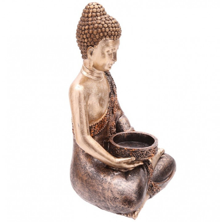 Thai Buddha Figur 18cm Statue Teelichthalter Budda Feng Shui Buddhismus Thailand Indien