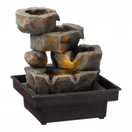 Zimmerbrunnen Ganesha mit LED Licht 28cm hoch Tischbrunnen Wasserspiel Buddha Luftbefeuchter