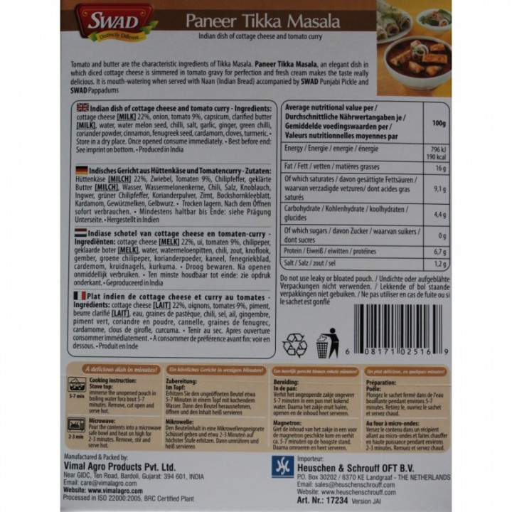 6x Indisches Fertiggericht MIX a300g aus Indien Tikka Mutter Paneer Curry Dal Palak Makhani SWAD