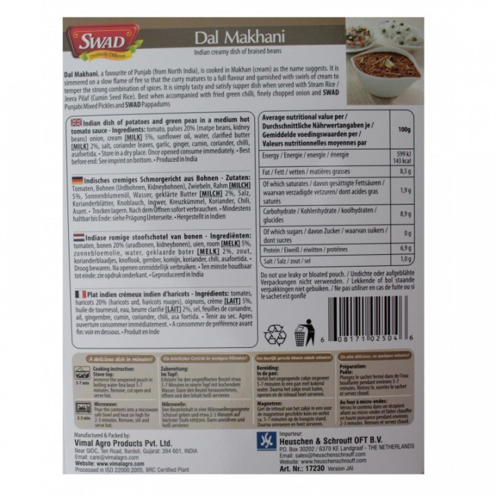 6x Indisches Fertiggericht MIX a300g aus Indien Tikka Mutter Paneer Curry Dal Palak Makhani SWAD