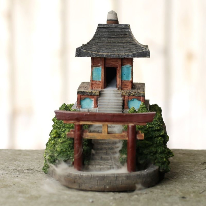 Buddha Tempel Rückfluss Räucherkegelhalter Thaibuddha Backflow Duftkerzenhalter