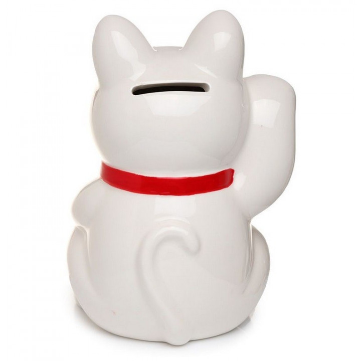 GlücksKatze Spardose Porzellan Winkekatze 15cm Maneki Neko Feng Shui Lucky Cat