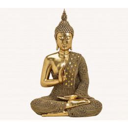Thai Buddha 48cm Großer Aufwendig gearbeitet XL Statue budda Figur Abhaya Mudra Geste