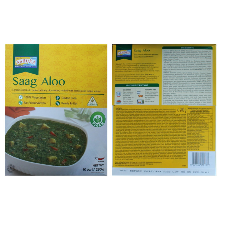10x Saag Aloo 280g original Indien Fertiggericht schnelle Küche VEGAN