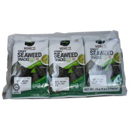 Algensnack mit Wasabi 3x 5g Seetang Snack würzig scharf knusprig Algenblätter