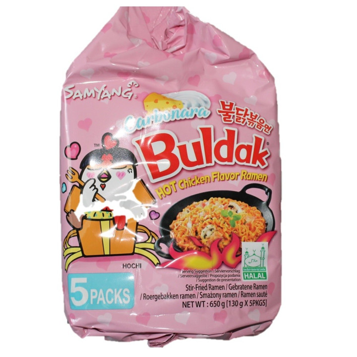 Buldak Carbonara 5er Pack a 130g Korea Instant Nudeln MEGA Hot Chicken Ramen Samyang