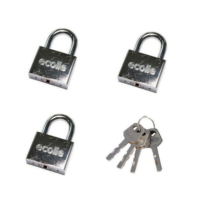 3x Vorhängeschloss gleichschließend 40mm + 4 Schlüssel