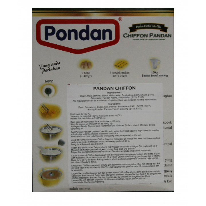 Pondan Chiffon Cake Mix 400g grüner Pandan Kuchen Teig-Mix