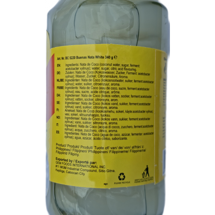 Nata de Coco Kokosgelee in Sirup 340g Buenas