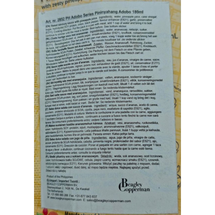 Pininyahang Adobo Sauce 180ml Datu Puti Kochsauce mit Ananassaft