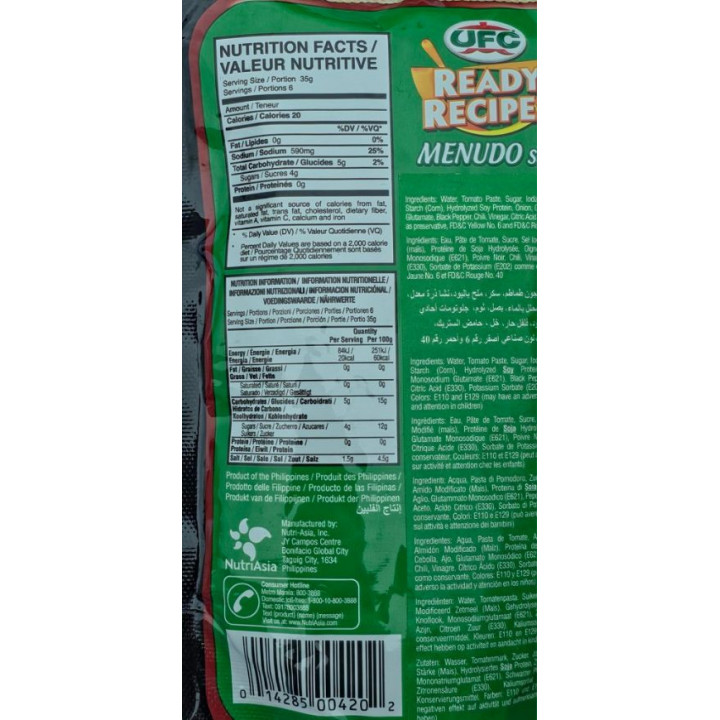 Menudo Sauce 200gr UFC Fertigsauce für phillipinischen Fleischeintopf