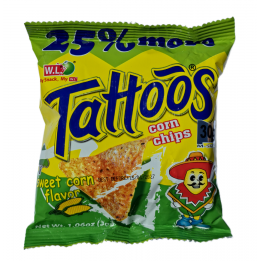 Corn Chips sweet corn flavour 30g Tattoos Maischips Tortillachips Nachochips