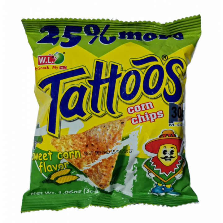 Corn Chips sweet corn flavour 30g Tattoos Maischips Tortillachips Nachochips