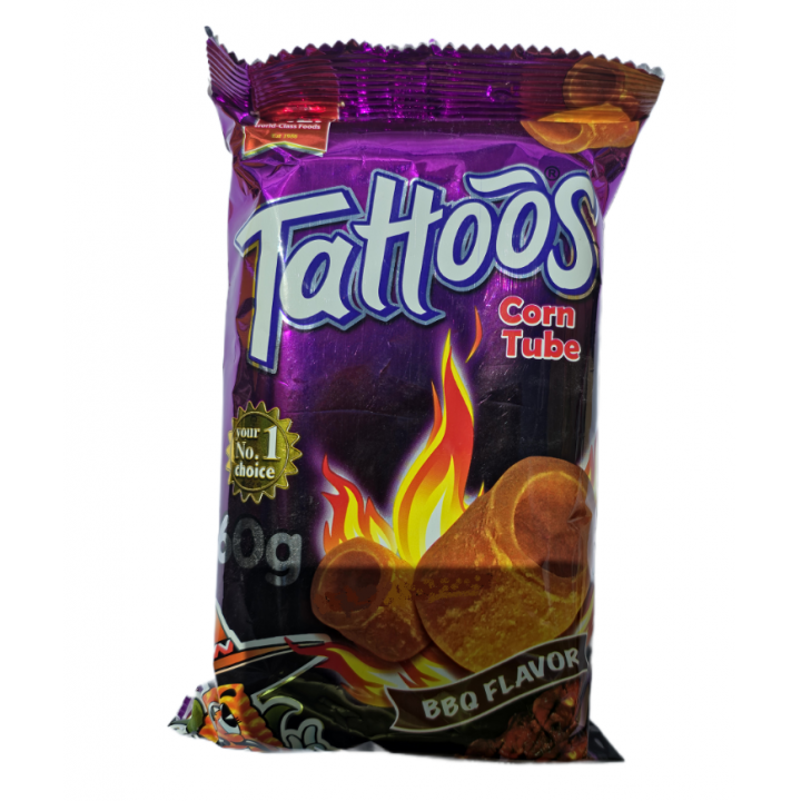 Corn Tubes BBQ Flavour 60g Tattoos Maischips rauchig-süßer Barbecue-Geschmack