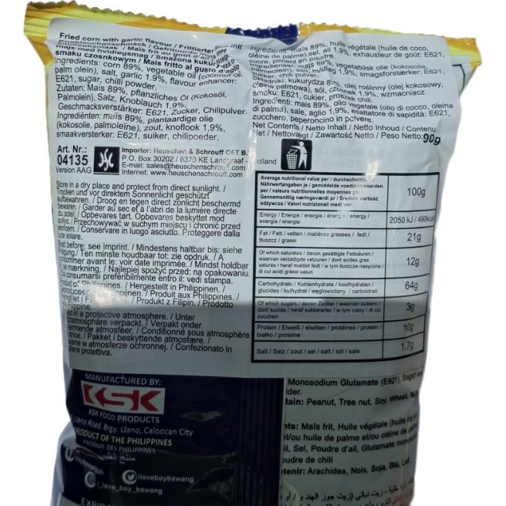 Boy Bawang Cornick Hot Garlic Flavor 90g Frittierter Mais Knoblauch