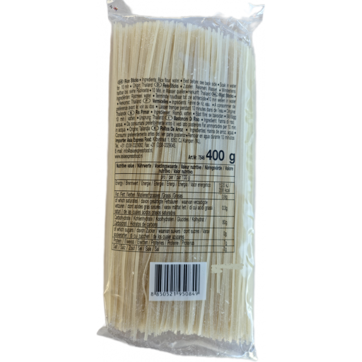 Chantaboon-Reisnudeln (1 mm) 400g Oriental Food Thailändische Reis-Bandnudeln