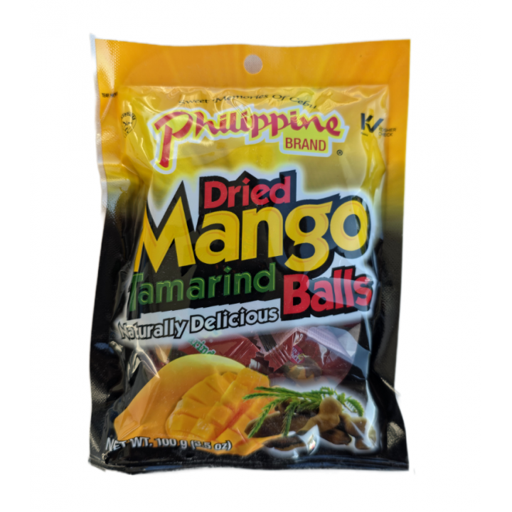 Dried Mango Tamarind Balls 100g Philippine Brand, getrocknete Mango-Tamarinden-Bällchen.