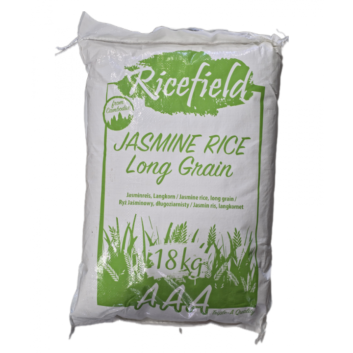 Jasmine Rice Long Grain 18kg Ricefield Langkorn-Jasmin-Reis aus Kambodscha AAA klebrige Textur