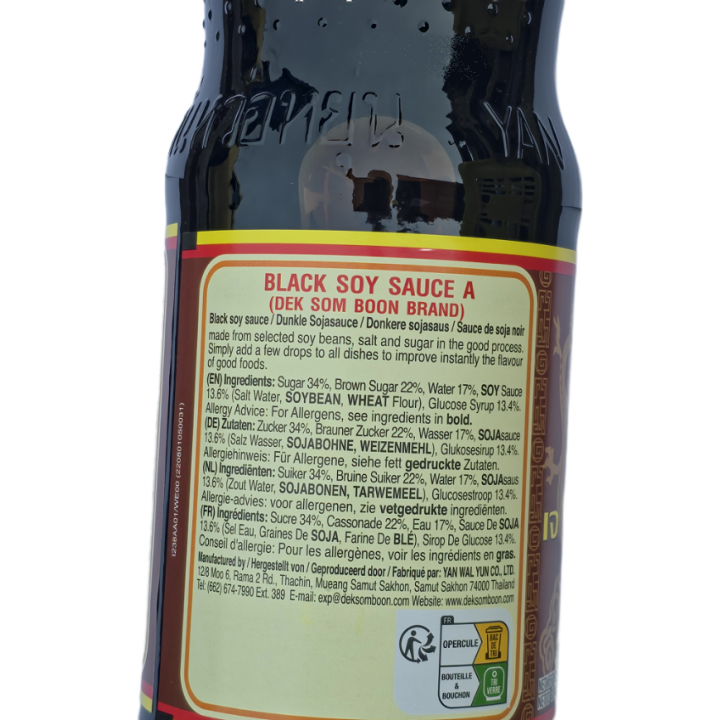 Black Soy Sauce 970g Dek Som Boon Dunkle Sojasauce A-Qualität