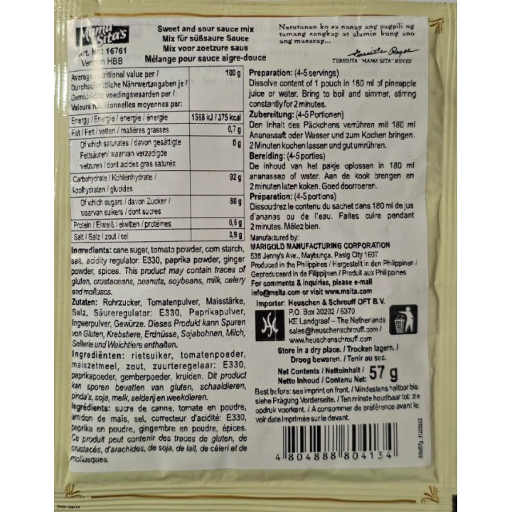 Sweet&Sour Sauce Mix 57g Mama Sita's Würzmischung für Süß-sauer-Sauce