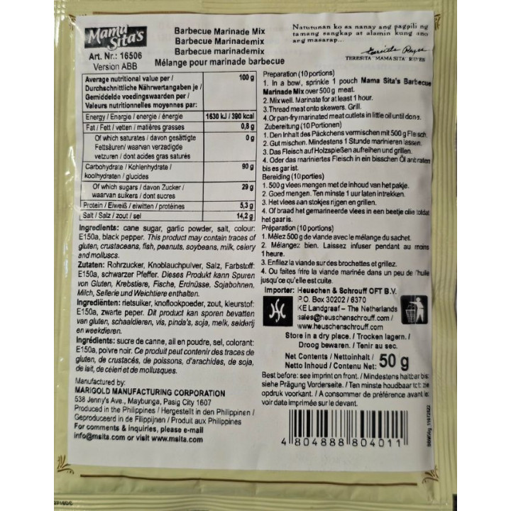 Barbecue Marinade Mix 50g Mama Sita's Würzmischung für BBQ-Marinade