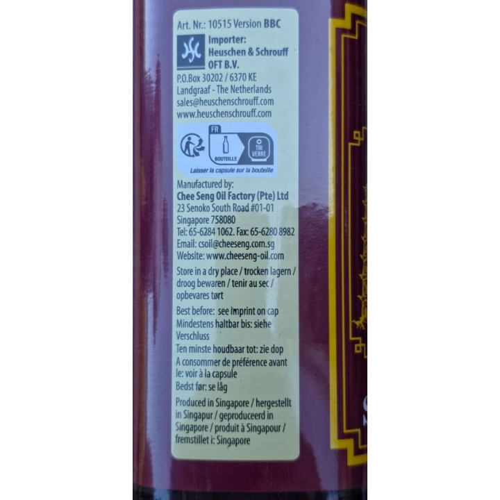 Pure white Sesam Oil 750ml Chee Seng Geröstetes Sesamöl aus weißem Sesam