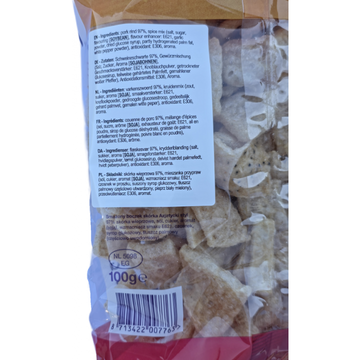 Pork Crunch Asian Style 100g S.Khonkaen knusprig frittierte Schweineschwarten Speckkrusten Chicharon