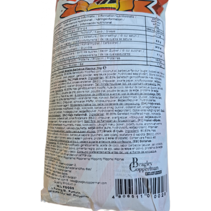 Corn Bits Corn Snack BBQ 70g WL Knuspriger Maissnack mit Barbecue -Geschmack