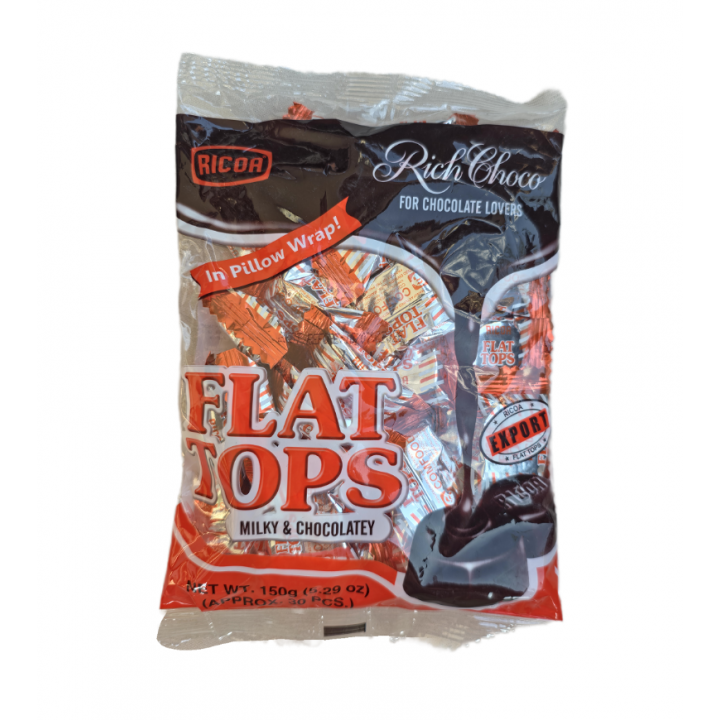 Flat Tops Chocolate 150g Ricoa Milchschokoladenstücke, philipinische Pralinen