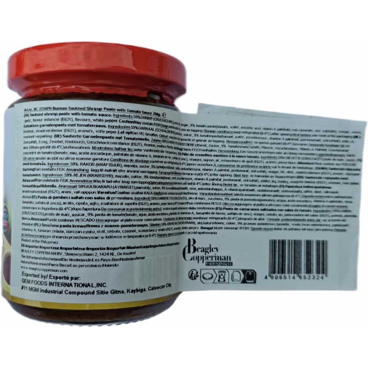 Gourmet Bagoong Shrimp Paste with Tomatosauce 250g Buenas Garnelenpaste mit Tomatensauce