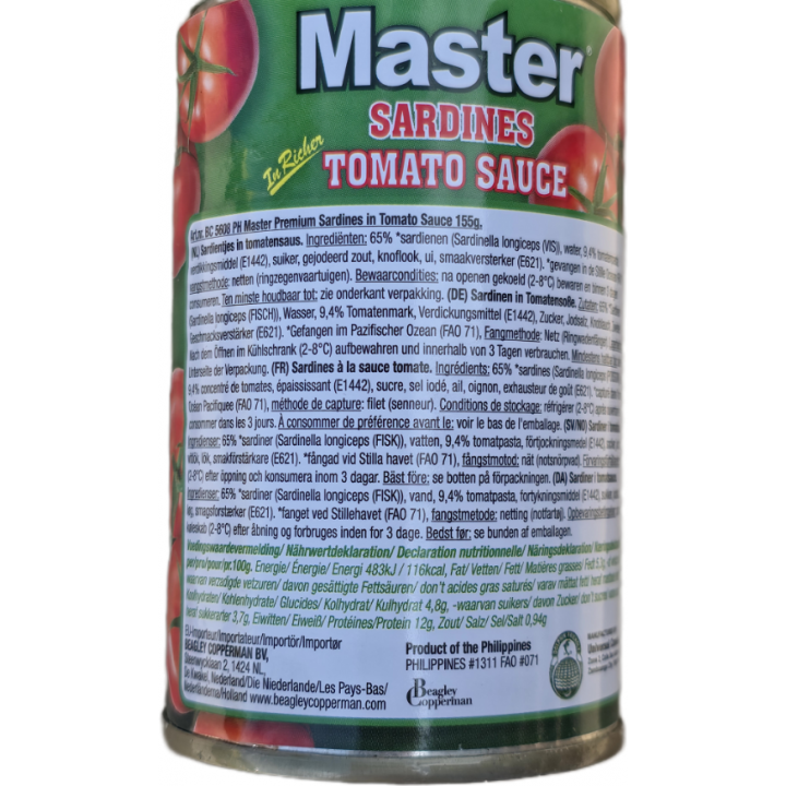 Sardines Tomato Sauce 155g Master Sardinen in Tomatensauce