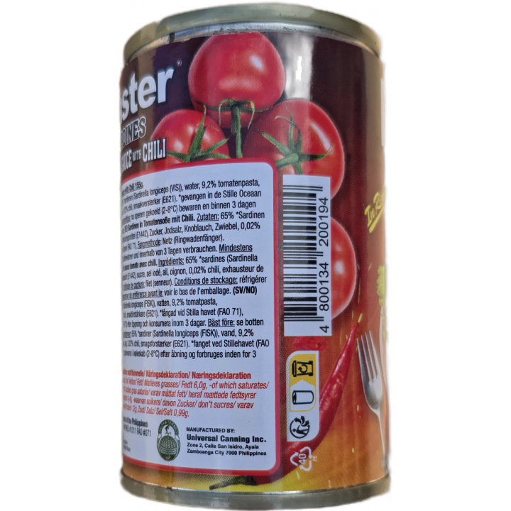 Sardines Tomato Sauce with Chili 155g Master Sardinen in Tomatensauce mit Chili