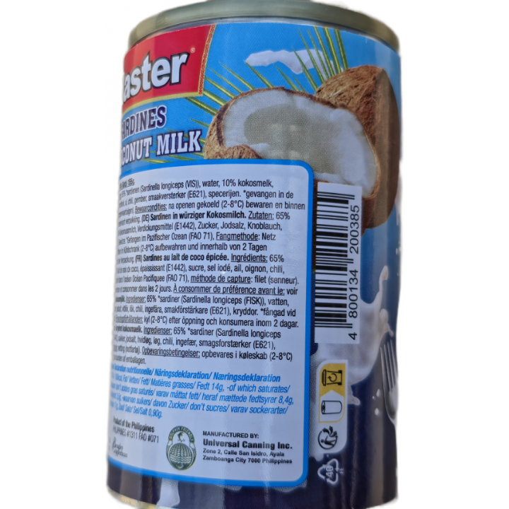 Sardines in Coconut Milk hot&spicy 155g Master Sardinen in scharfer Kokosmilch Ginataang Sardinas