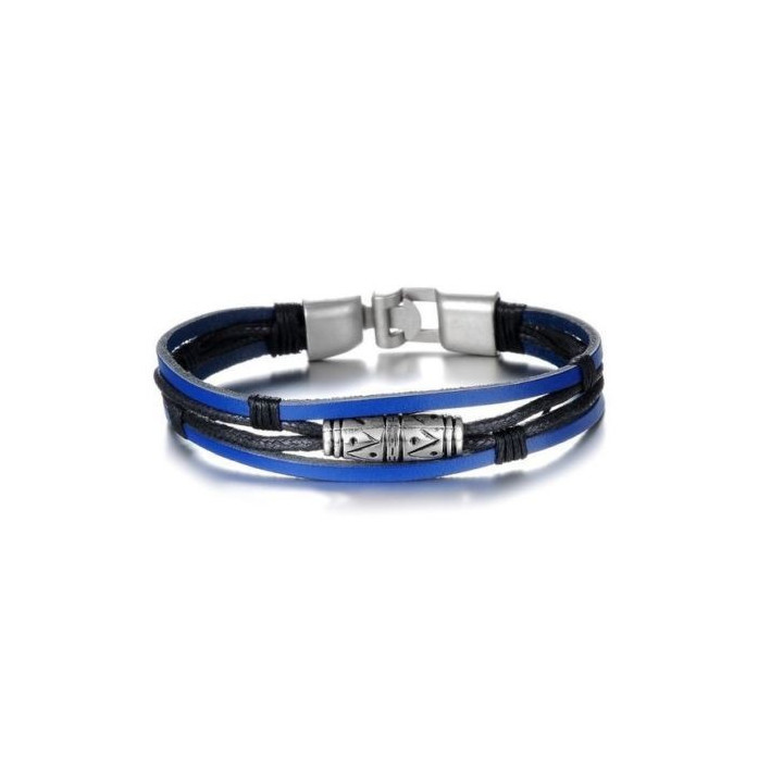 Herren & Damen LederArmband armreif Designer surferarmband surferkette blau neu