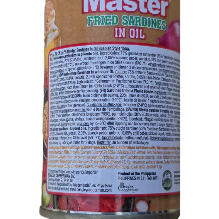 Fried Sardines in Oil Spanish Style 155g Master gebratene Sardinen spanischer Art in Öl