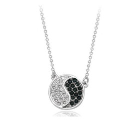 Yin Yang Anhänger Strass  Ø1,4cm  + Kette 40cm +5 cm Energiefluss Glücksbringer