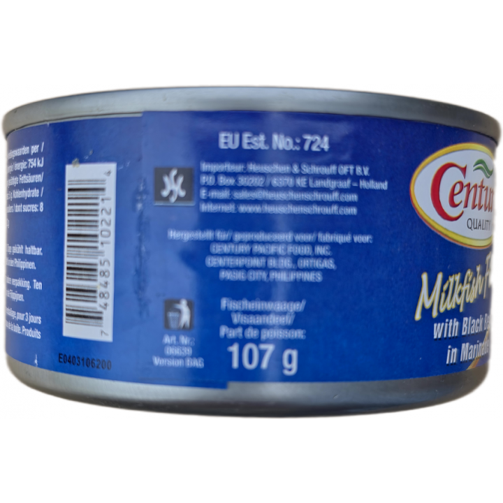 Milkfish Fillet with Black Beans in Marinade 184g Century Milchfischfilet mit schwarzen Bohnen in Marinade Taosi