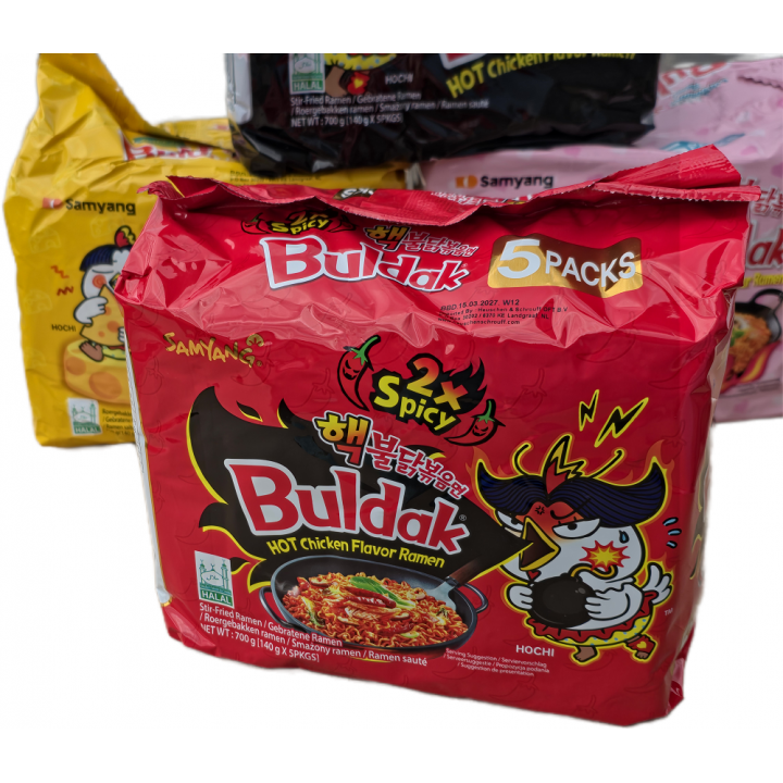 Buldak 2xSpicy Hot Chicken Ramen 5x140g  Samyang Extrem scharfe Korea Instant Nudeln