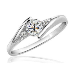 Silberring im Satin-Beutel mit Cubic Zirkonia Strassstein anlaufgeschützt Verlobungsring Love Liebe