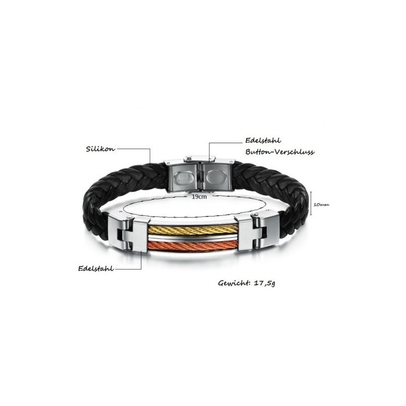Herren Armband Edelstahl & Silikon von MoZo Designer herrenarmband armreif NEU 