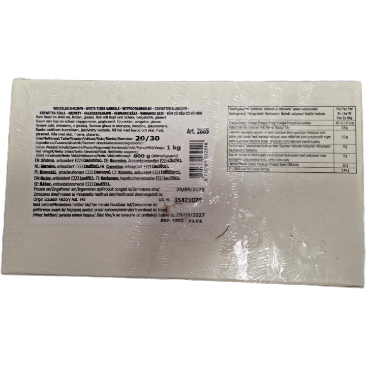 White Tiger Garnelen Shrimps 800g TIEFKÜHL Größe 20/30 Ecua Pearl