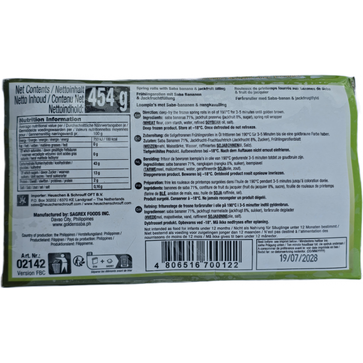 Saba Bananen+Jackfrucht in Reispapier 454g TIEFKÜHL Turon Saba Jackfruit Loempia