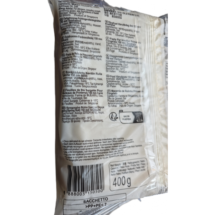 Frühlingsrollenblätter 15cm Quadratisch 400g  50 Blatt TIEFKÜHL Spring Roll Pastry