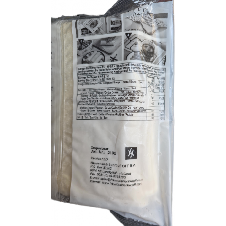 Frühlingsrollenblätter 15cm Quadratisch 400g  50 Blatt TIEFKÜHL Spring Roll Pastry